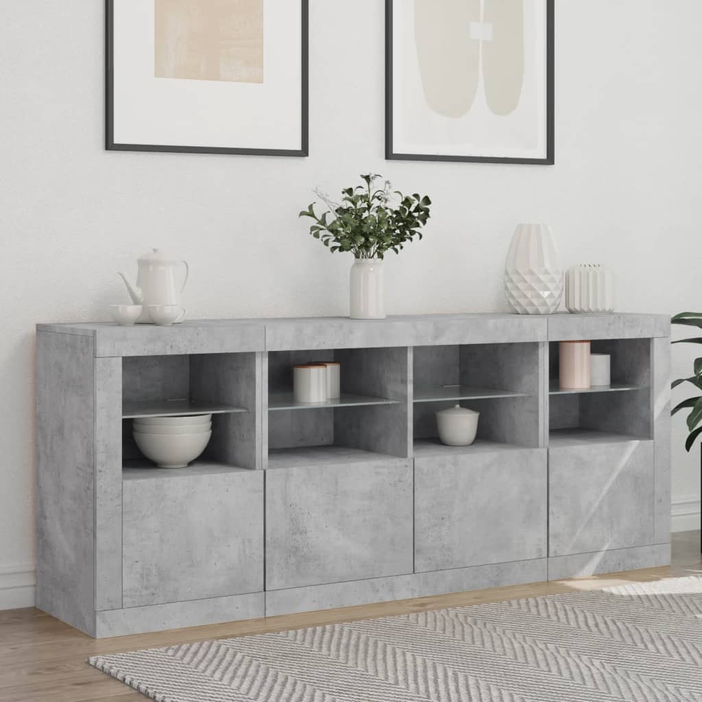 Dressoir met LED-verlichting 163x37x67 cm betongrijs is nu te koop bij PeponiXL, paradijselijk wonen!