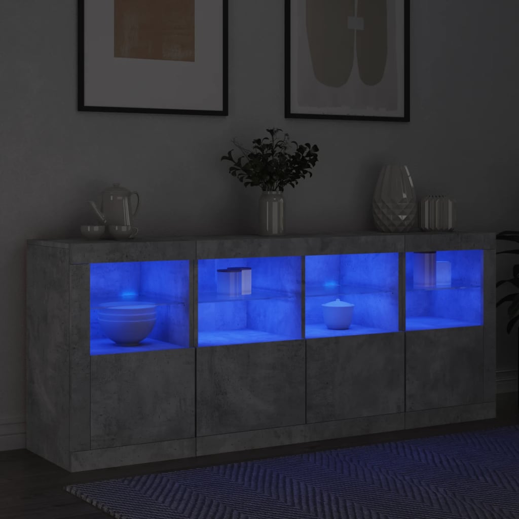 Dressoir met LED-verlichting 163x37x67 cm betongrijs is nu te koop bij PeponiXL, paradijselijk wonen!