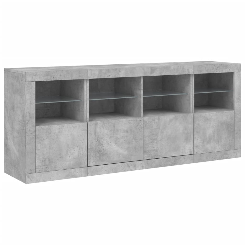 Dressoir met LED-verlichting 163x37x67 cm betongrijs is nu te koop bij PeponiXL, paradijselijk wonen!