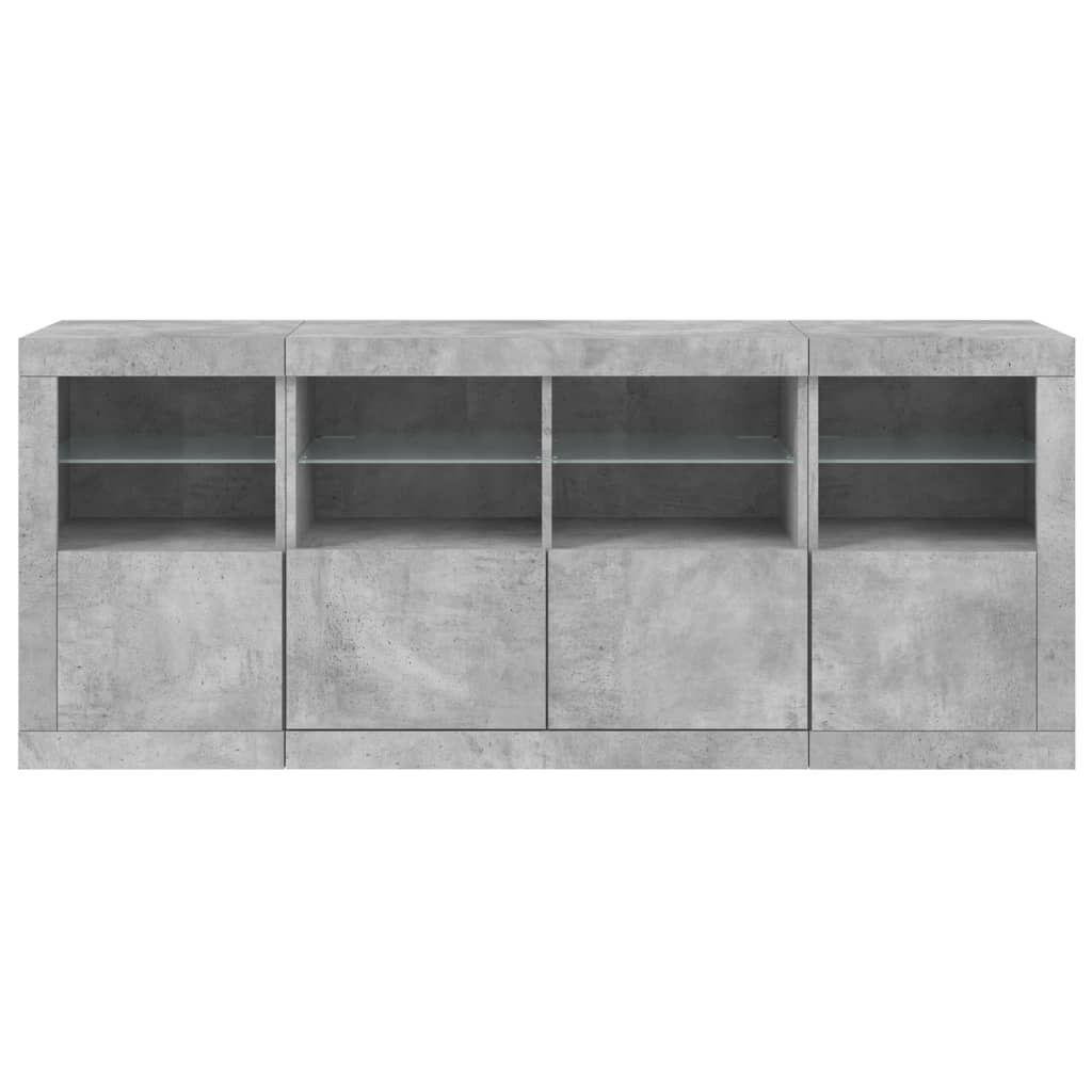 Dressoir met LED-verlichting 163x37x67 cm betongrijs is nu te koop bij PeponiXL, paradijselijk wonen!