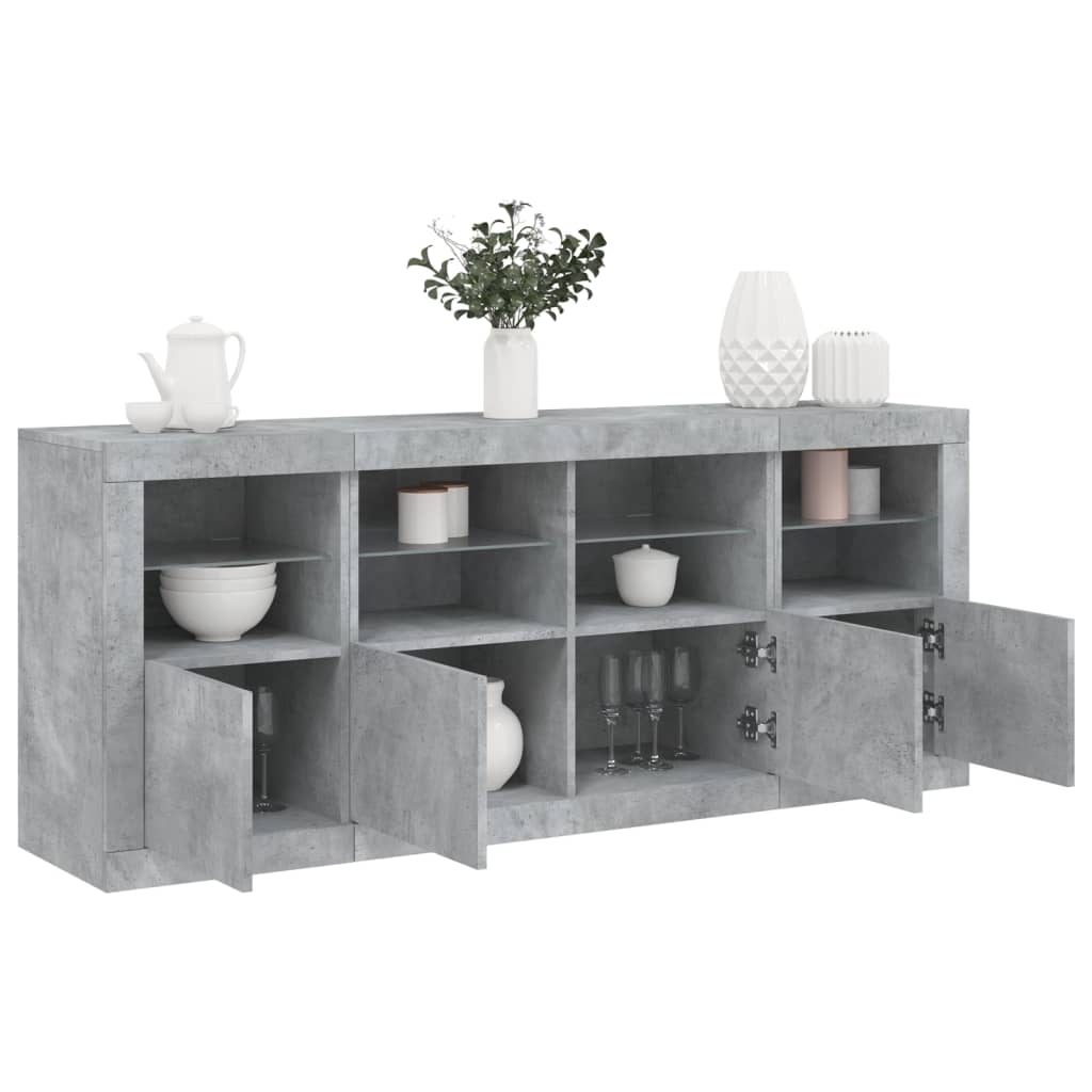 Dressoir met LED-verlichting 163x37x67 cm betongrijs is nu te koop bij PeponiXL, paradijselijk wonen!
