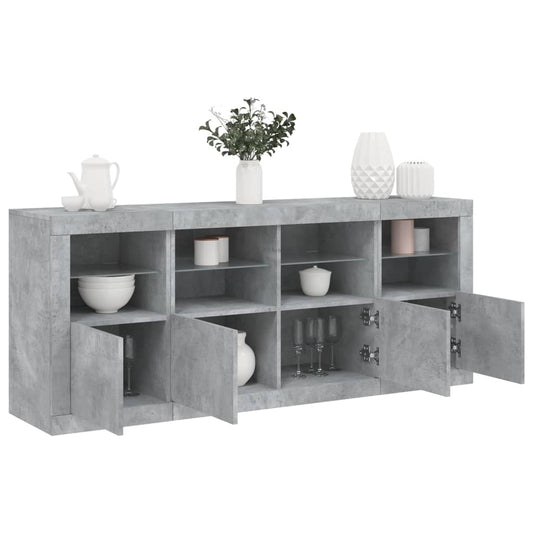 Dressoir met LED-verlichting 163x37x67 cm betongrijs is nu te koop bij PeponiXL, paradijselijk wonen!
