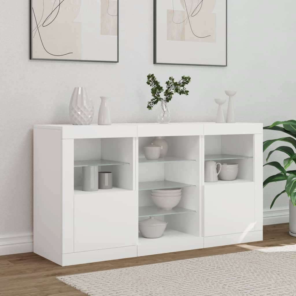 Dressoir met LED-verlichting 123x37x67 cm wit is nu te koop bij PeponiXL, paradijselijk wonen!