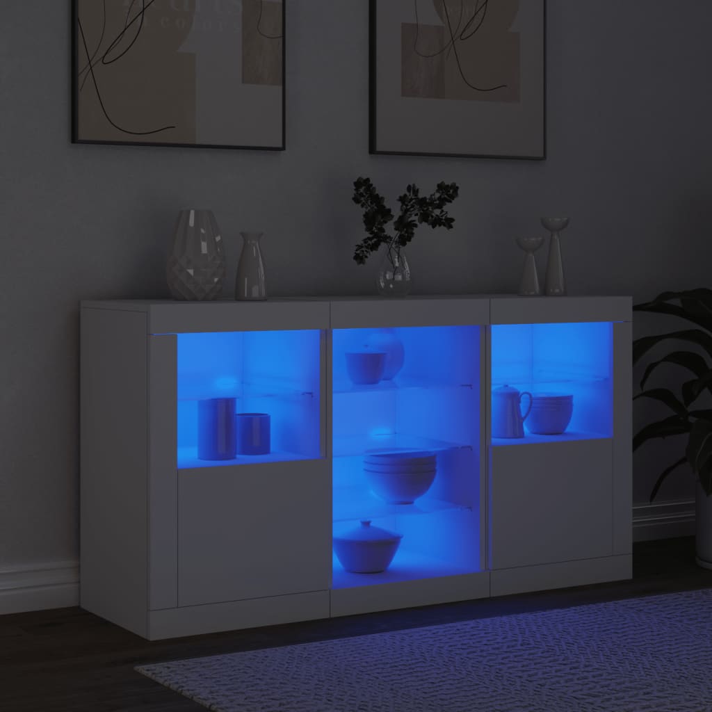 Dressoir met LED-verlichting 123x37x67 cm wit is nu te koop bij PeponiXL, paradijselijk wonen!