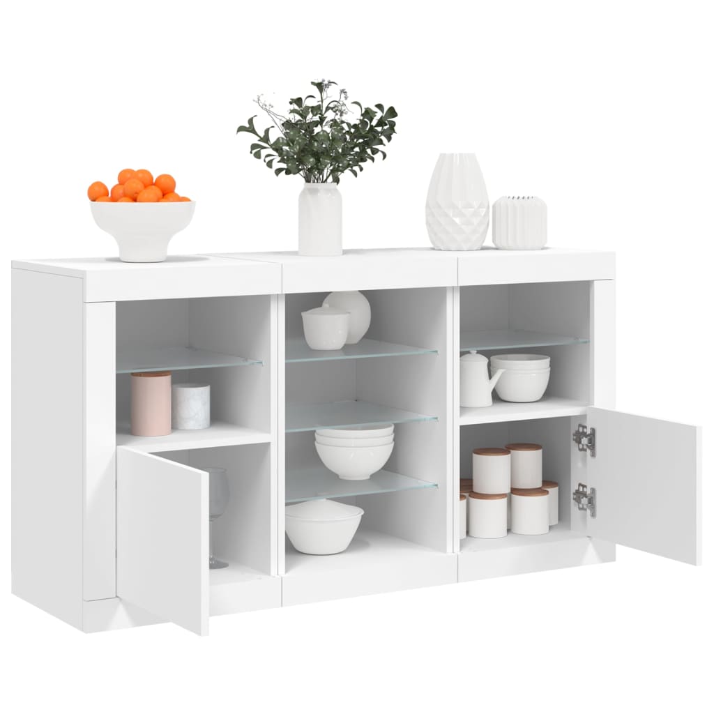 Dressoir met LED-verlichting 123x37x67 cm wit is nu te koop bij PeponiXL, paradijselijk wonen!