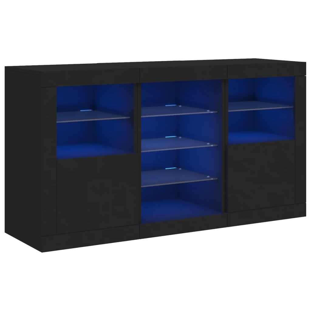 Dressoir met LED-verlichting 123x37x67 cm zwart is nu te koop bij PeponiXL, paradijselijk wonen!