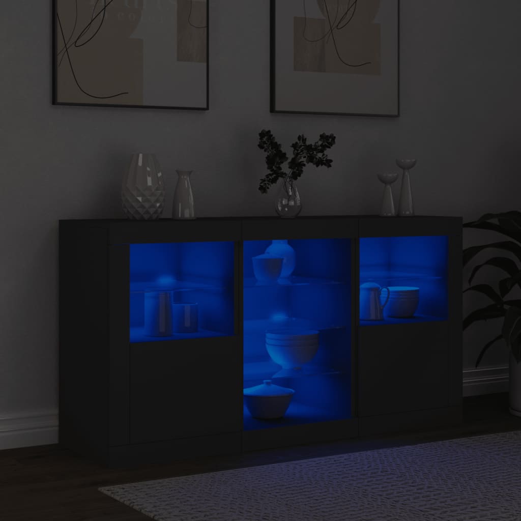 Dressoir met LED-verlichting 123x37x67 cm zwart is nu te koop bij PeponiXL, paradijselijk wonen!