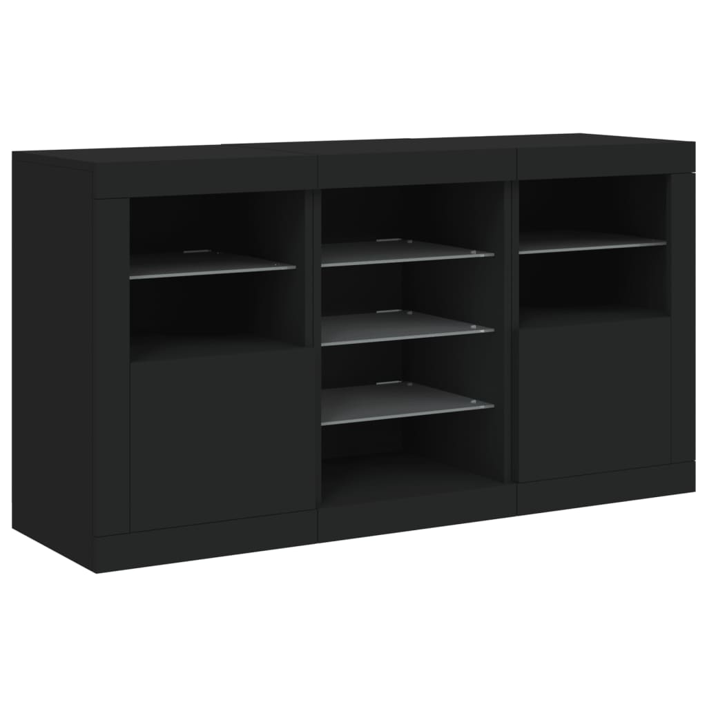 Dressoir met LED-verlichting 123x37x67 cm zwart is nu te koop bij PeponiXL, paradijselijk wonen!