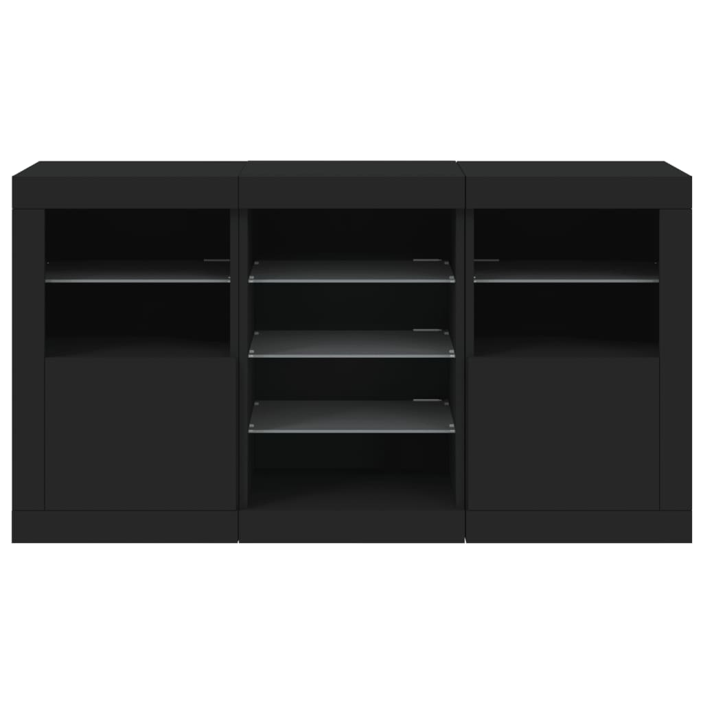 Dressoir met LED-verlichting 123x37x67 cm zwart is nu te koop bij PeponiXL, paradijselijk wonen!