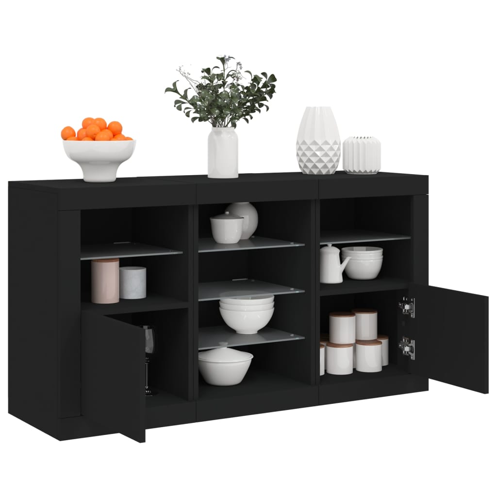 Dressoir met LED-verlichting 123x37x67 cm zwart is nu te koop bij PeponiXL, paradijselijk wonen!