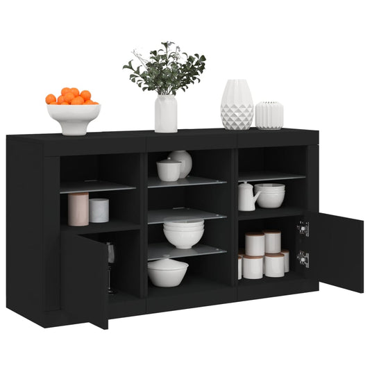 Dressoir met LED-verlichting 123x37x67 cm zwart is nu te koop bij PeponiXL, paradijselijk wonen!