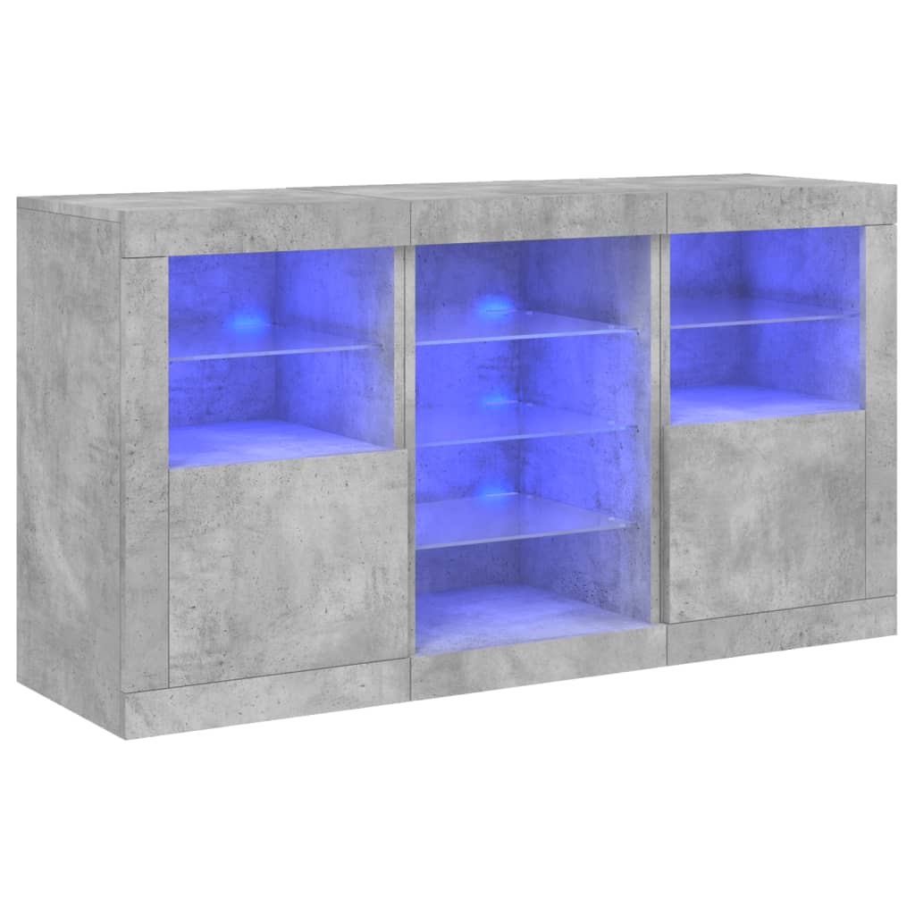 Dressoir met LED-verlichting 123x37x67 cm betongrijs is nu te koop bij PeponiXL, paradijselijk wonen!