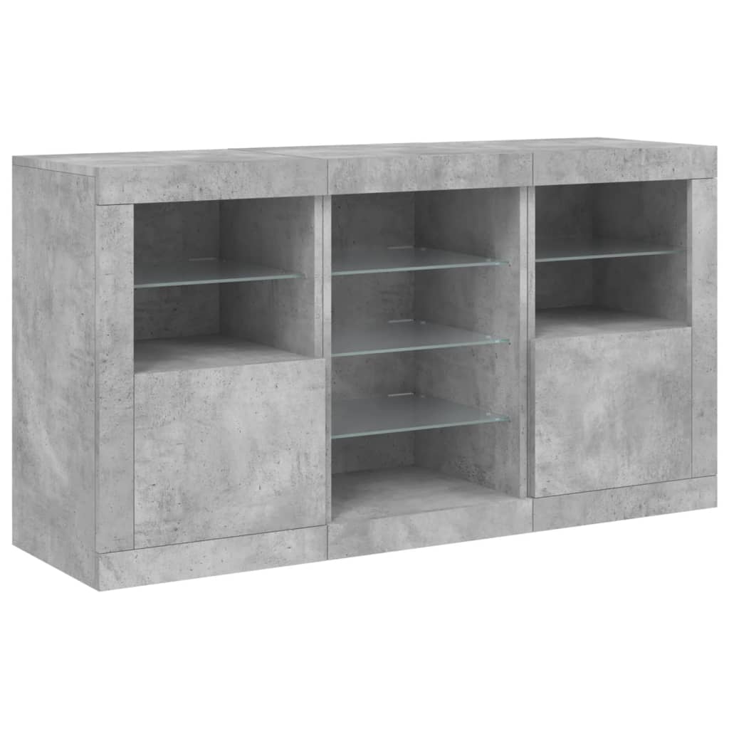 Dressoir met LED-verlichting 123x37x67 cm betongrijs is nu te koop bij PeponiXL, paradijselijk wonen!