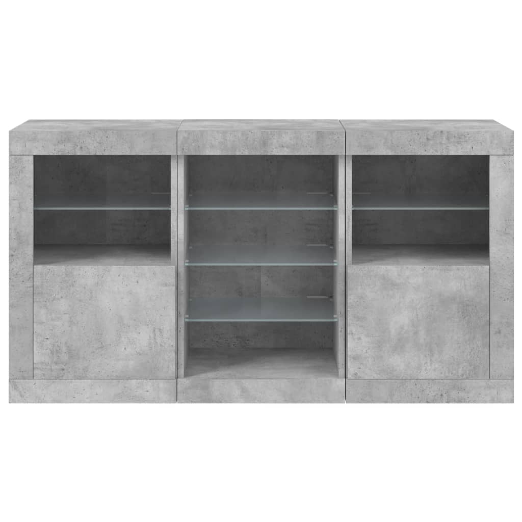 Dressoir met LED-verlichting 123x37x67 cm betongrijs is nu te koop bij PeponiXL, paradijselijk wonen!