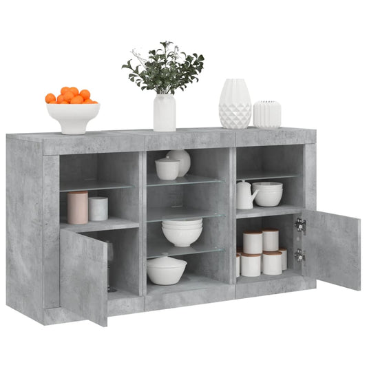 Dressoir met LED-verlichting 123x37x67 cm betongrijs is nu te koop bij PeponiXL, paradijselijk wonen!