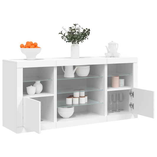 Dressoir met LED-verlichting 142,5x37x67 cm wit is nu te koop bij PeponiXL, paradijselijk wonen!