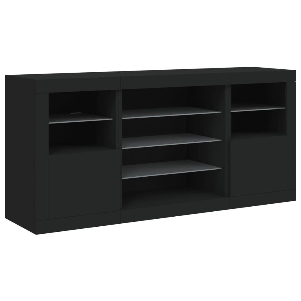 Dressoir met LED-verlichting 142,5x37x67 cm zwart is nu te koop bij PeponiXL, paradijselijk wonen!