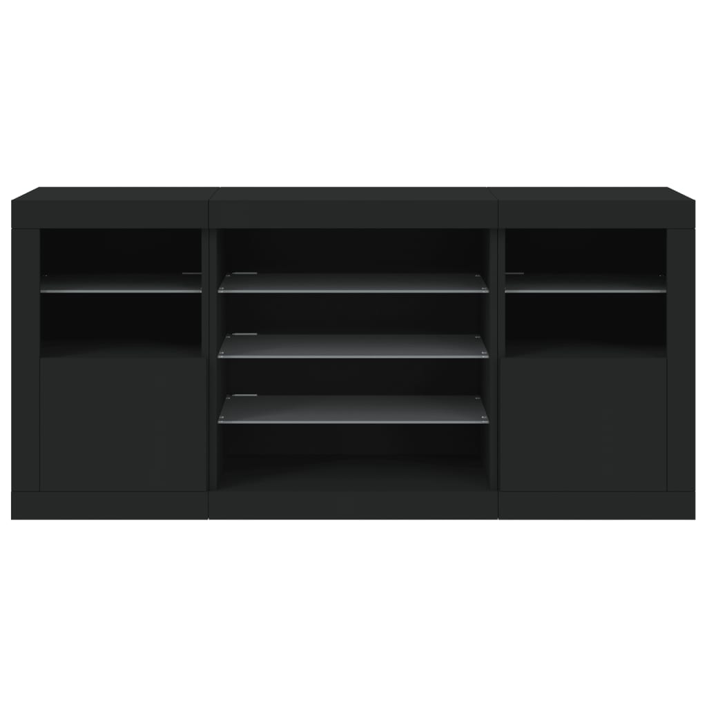 Dressoir met LED-verlichting 142,5x37x67 cm zwart is nu te koop bij PeponiXL, paradijselijk wonen!