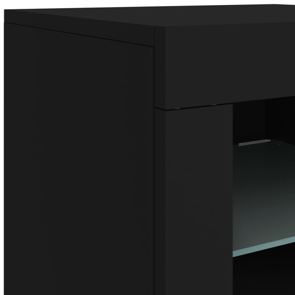 Dressoir met LED-verlichting 142,5x37x67 cm zwart is nu te koop bij PeponiXL, paradijselijk wonen!