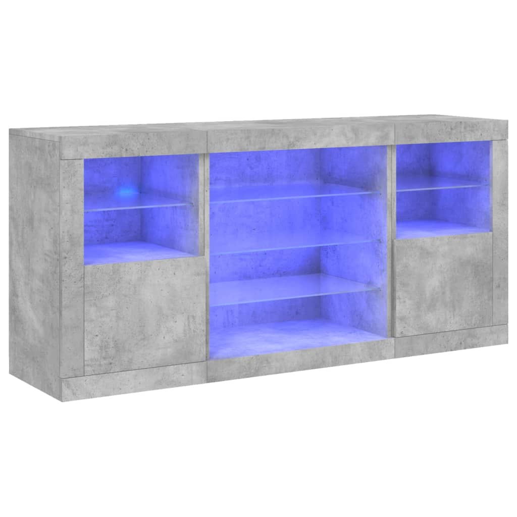 Dressoir met LED-verlichting 142,5x37x67 cm betongrijs is nu te koop bij PeponiXL, paradijselijk wonen!