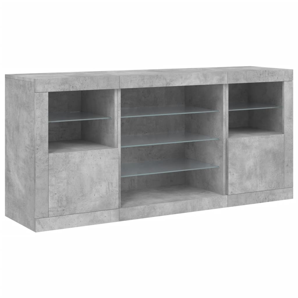 Dressoir met LED-verlichting 142,5x37x67 cm betongrijs is nu te koop bij PeponiXL, paradijselijk wonen!