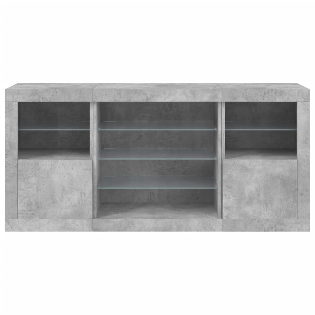Dressoir met LED-verlichting 142,5x37x67 cm betongrijs is nu te koop bij PeponiXL, paradijselijk wonen!
