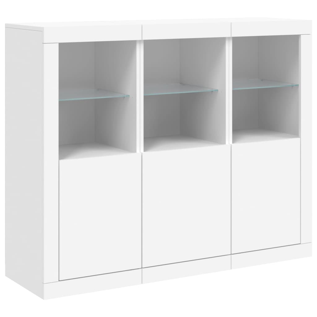 Dressoirs met LED-verlichting 3 st bewerkt hout wit is nu te koop bij PeponiXL, paradijselijk wonen!
