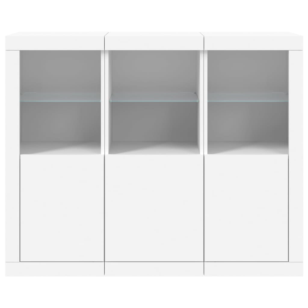 Dressoirs met LED-verlichting 3 st bewerkt hout wit is nu te koop bij PeponiXL, paradijselijk wonen!