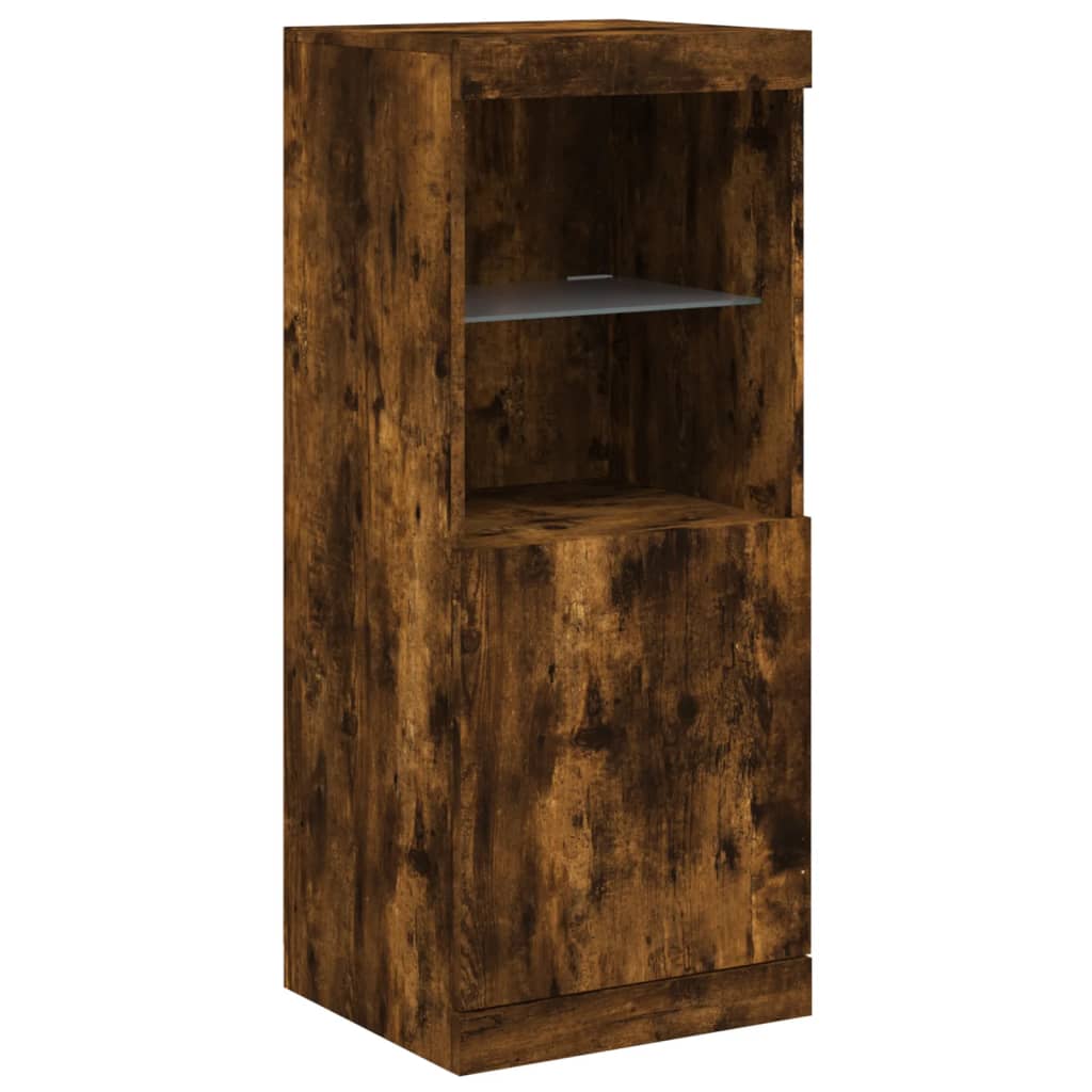Dressoirs met LED-verlichting 3 st bewerkt hout gerookt eiken is nu te koop bij PeponiXL, paradijselijk wonen!