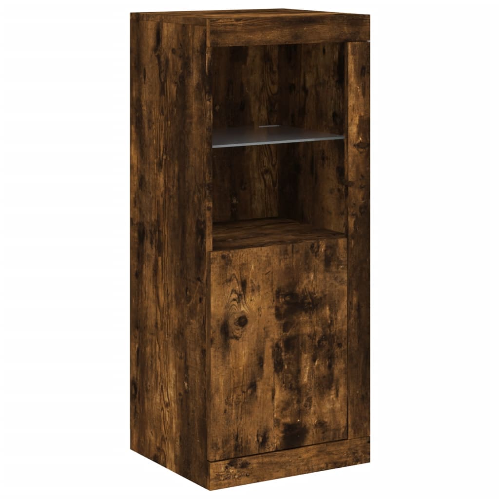 Dressoirs met LED-verlichting 3 st bewerkt hout gerookt eiken is nu te koop bij PeponiXL, paradijselijk wonen!