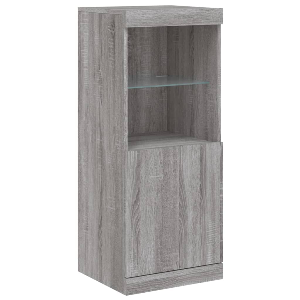 Dressoirs met LED-verlichting 3 st bewerkt hout grijs sonoma is nu te koop bij PeponiXL, paradijselijk wonen!