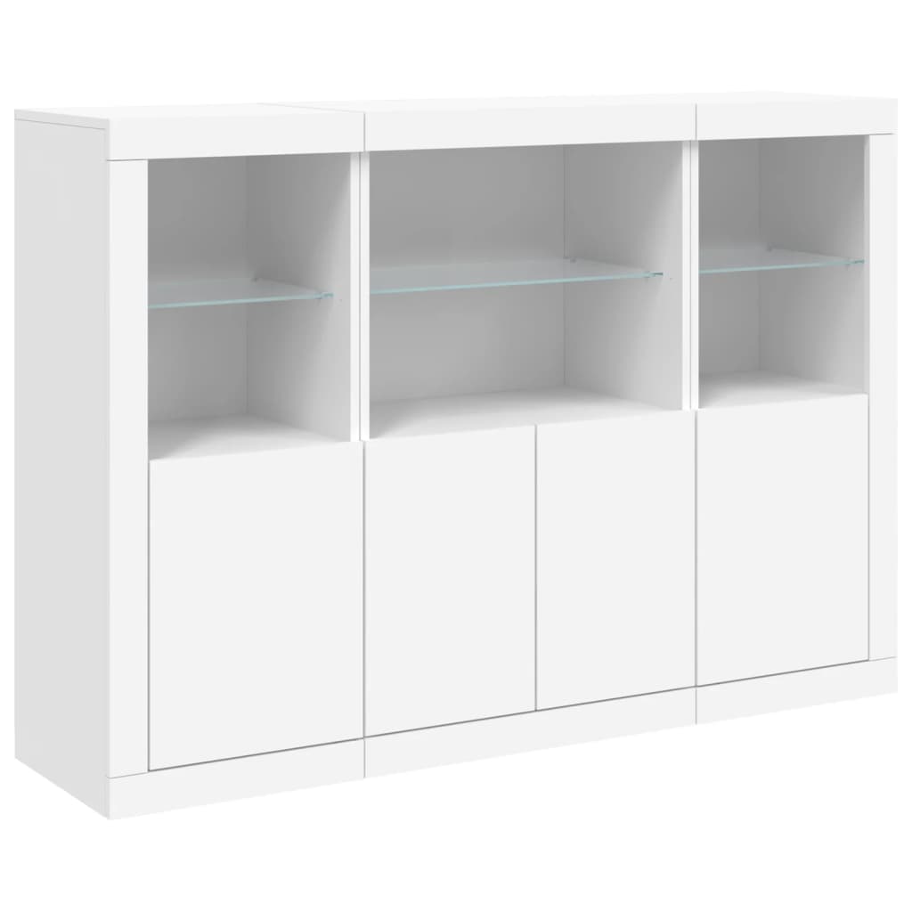 Dressoirs met LED-verlichting 3 st bewerkt hout wit is nu te koop bij PeponiXL, paradijselijk wonen!