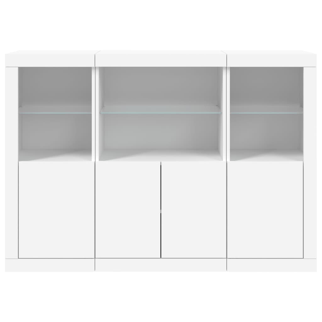 Dressoirs met LED-verlichting 3 st bewerkt hout wit is nu te koop bij PeponiXL, paradijselijk wonen!
