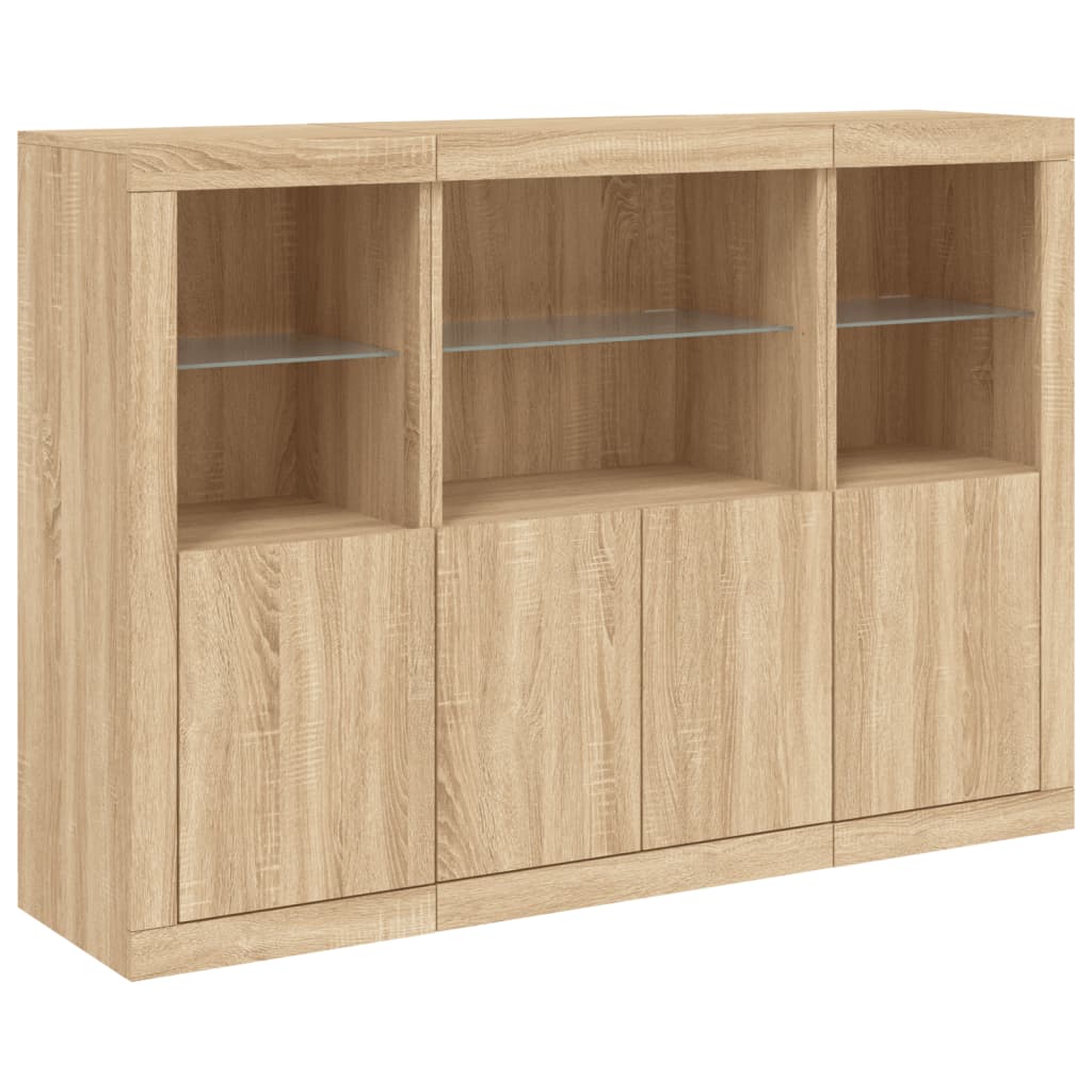 Dressoirs met LED-verlichting 3 st bewerkt hout sonoma eiken is nu te koop bij PeponiXL, paradijselijk wonen!