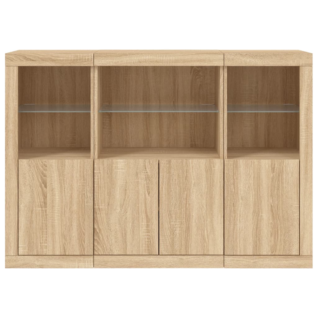 Dressoirs met LED-verlichting 3 st bewerkt hout sonoma eiken is nu te koop bij PeponiXL, paradijselijk wonen!