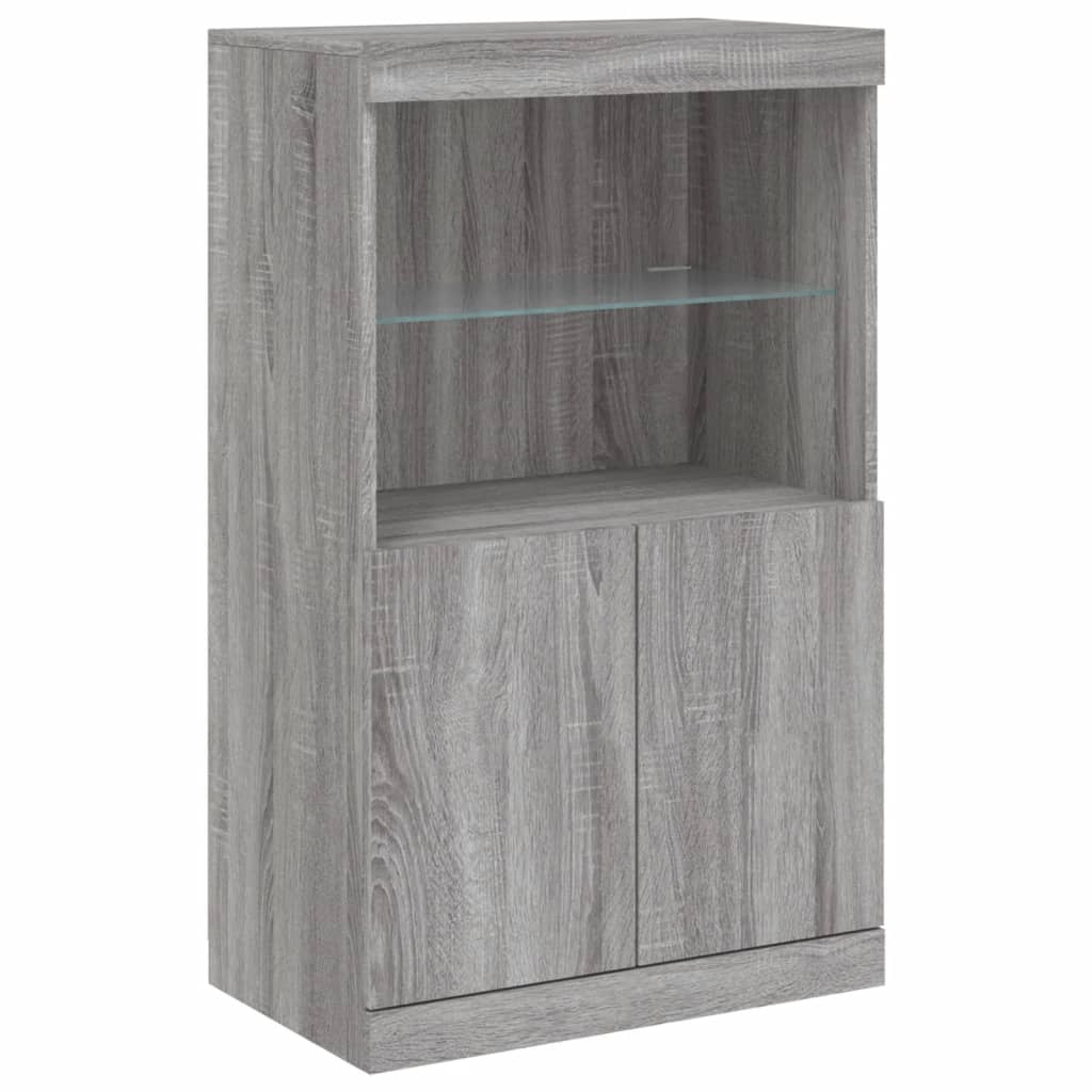 Dressoirs met LED-verlichting 3 st bewerkt hout grijs sonoma is nu te koop bij PeponiXL, paradijselijk wonen!