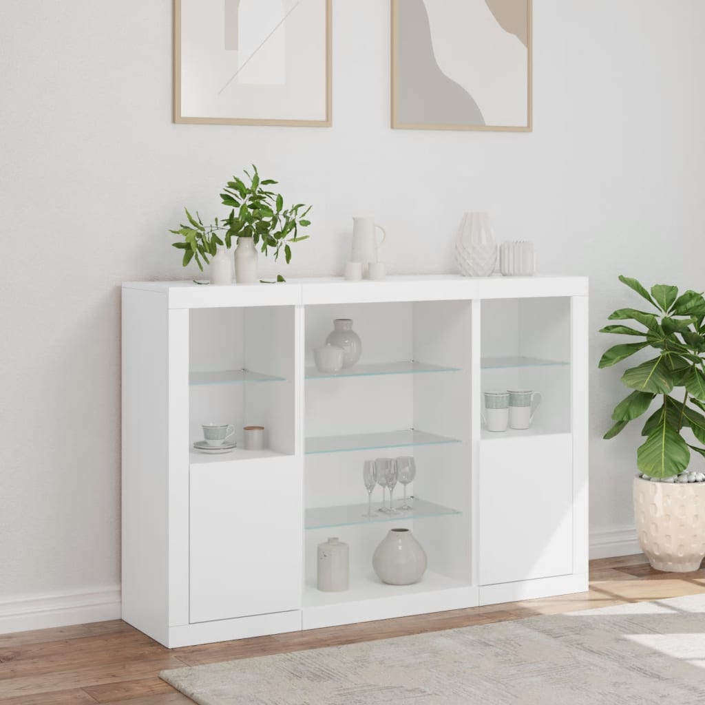 Dressoirs met LED-verlichting 3 st bewerkt hout wit is nu te koop bij PeponiXL, paradijselijk wonen!