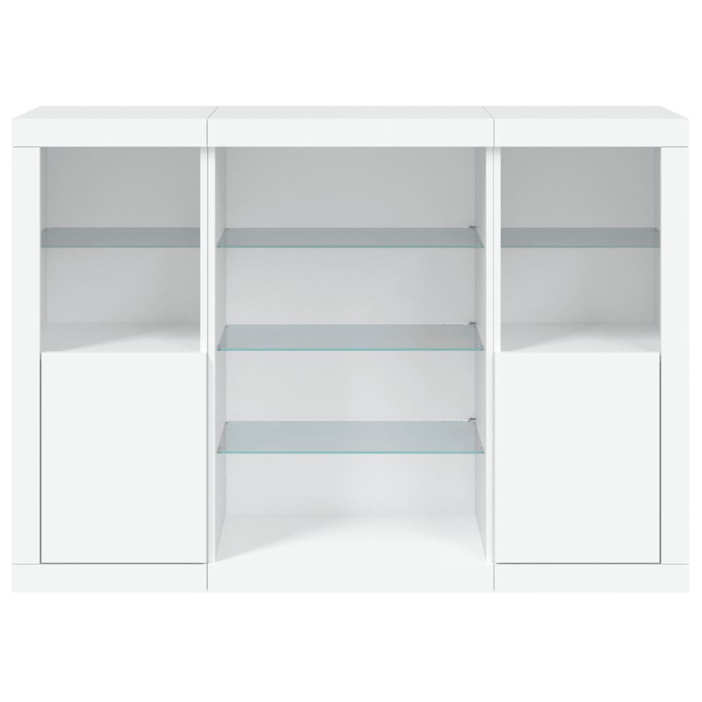 Dressoirs met LED-verlichting 3 st bewerkt hout wit is nu te koop bij PeponiXL, paradijselijk wonen!