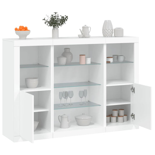 Dressoirs met LED-verlichting 3 st bewerkt hout wit is nu te koop bij PeponiXL, paradijselijk wonen!