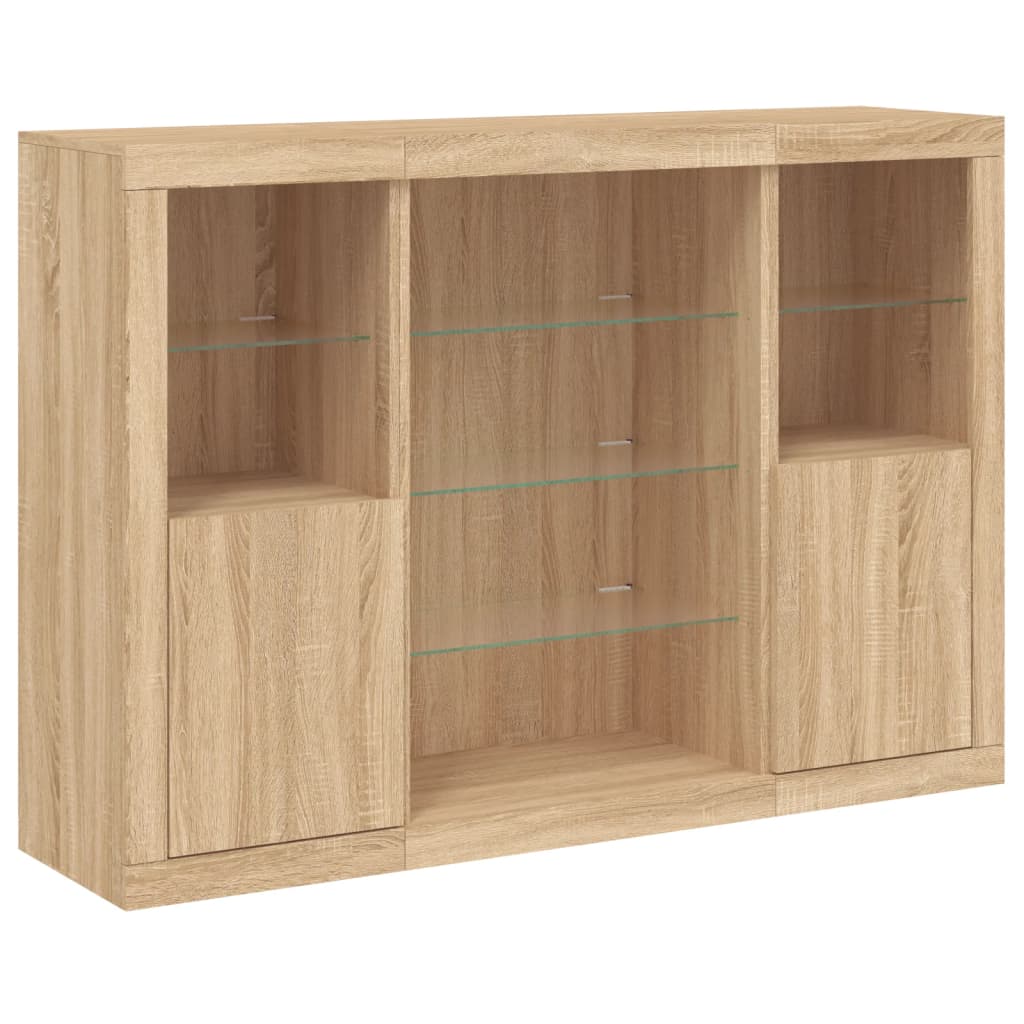 Dressoirs met LED-verlichting 3 st bewerkt hout sonoma eiken is nu te koop bij PeponiXL, paradijselijk wonen!