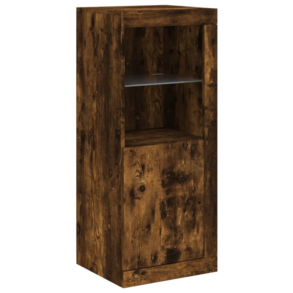 Dressoirs met LED-verlichting 3 st bewerkt hout gerookt eiken is nu te koop bij PeponiXL, paradijselijk wonen!