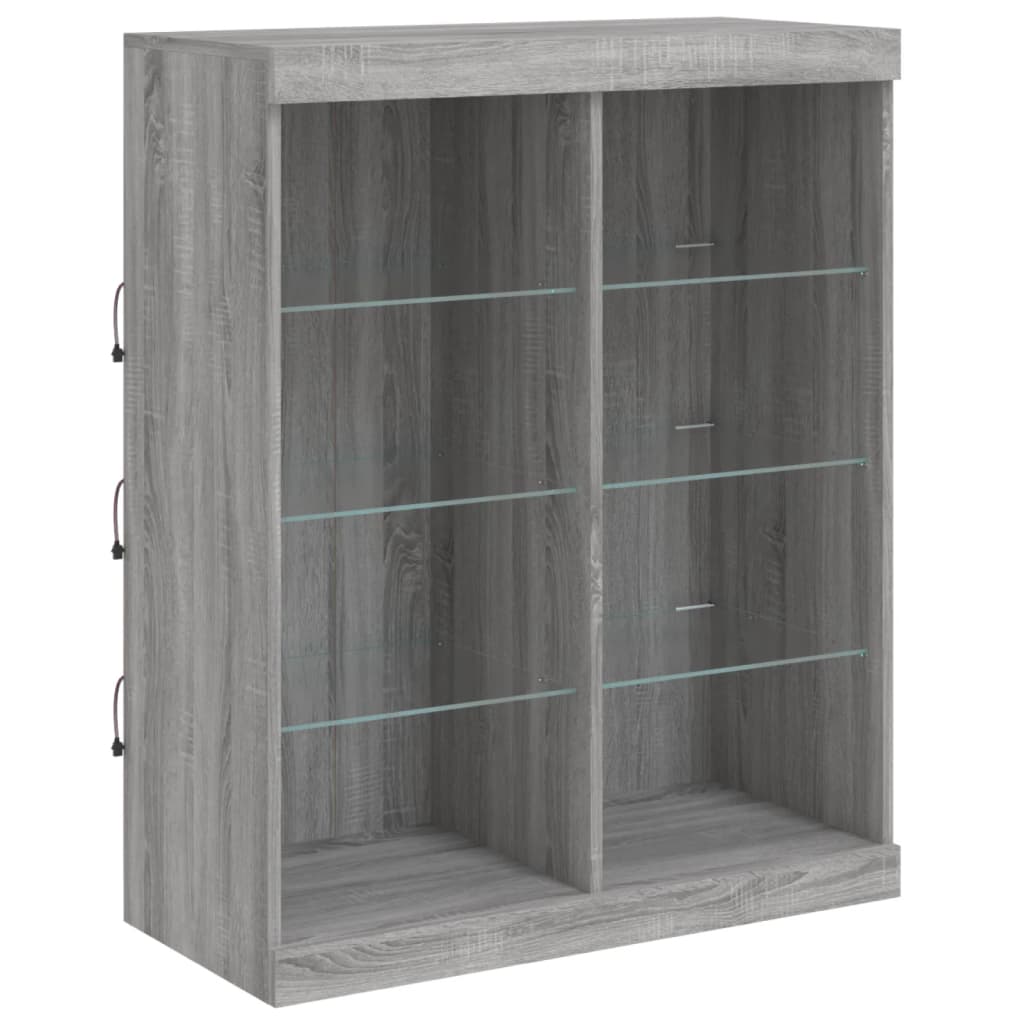 Dressoirs met LED-verlichting 3 st bewerkt hout grijs sonoma is nu te koop bij PeponiXL, paradijselijk wonen!