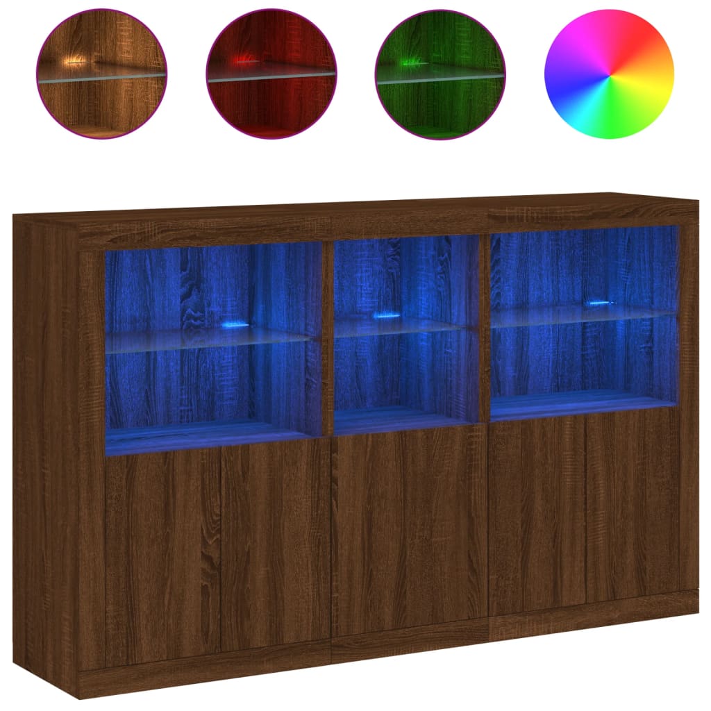 Dressoir met LED-verlichting 162x37x100 cm bruin eikenkleur is nu te koop bij PeponiXL, paradijselijk wonen!