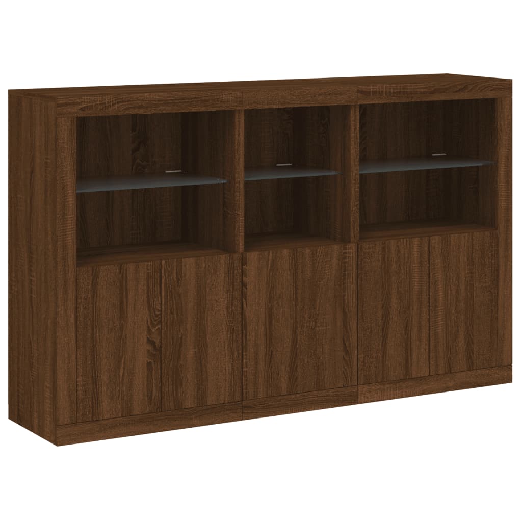 Dressoir met LED-verlichting 162x37x100 cm bruin eikenkleur is nu te koop bij PeponiXL, paradijselijk wonen!