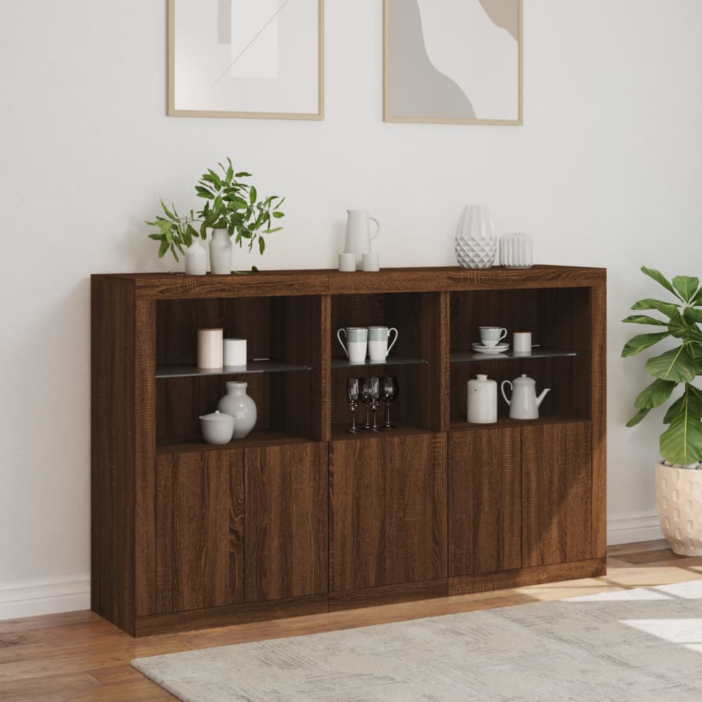 Dressoir met LED-verlichting 162x37x100 cm bruin eikenkleur is nu te koop bij PeponiXL, paradijselijk wonen!