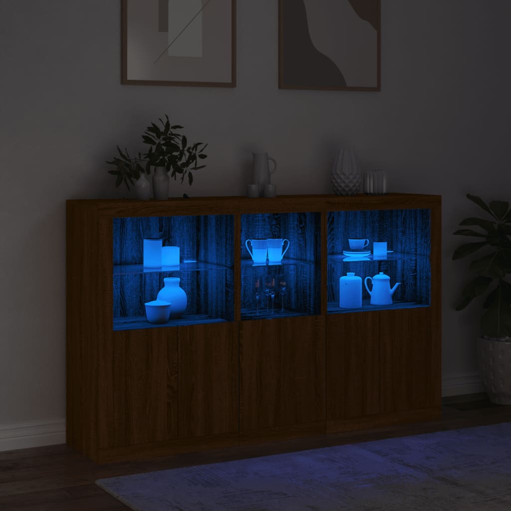 Dressoir met LED-verlichting 162x37x100 cm bruin eikenkleur is nu te koop bij PeponiXL, paradijselijk wonen!