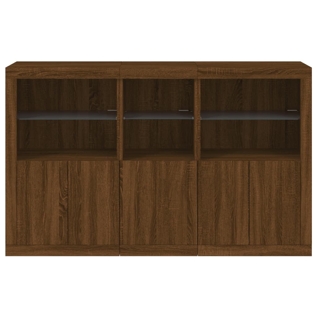 Dressoir met LED-verlichting 162x37x100 cm bruin eikenkleur is nu te koop bij PeponiXL, paradijselijk wonen!