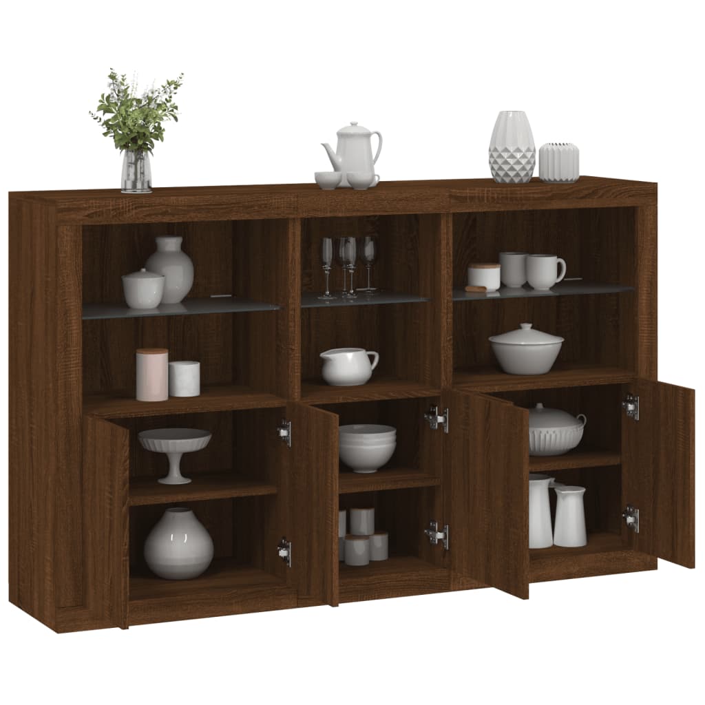 Dressoir met LED-verlichting 162x37x100 cm bruin eikenkleur is nu te koop bij PeponiXL, paradijselijk wonen!