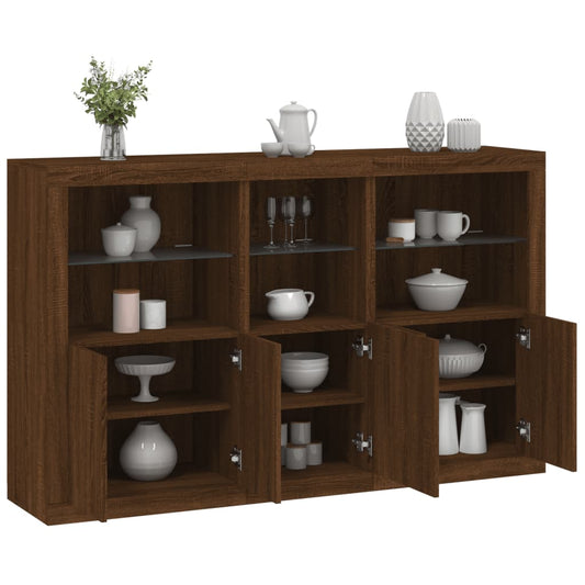 Dressoir met LED-verlichting 162x37x100 cm bruin eikenkleur is nu te koop bij PeponiXL, paradijselijk wonen!