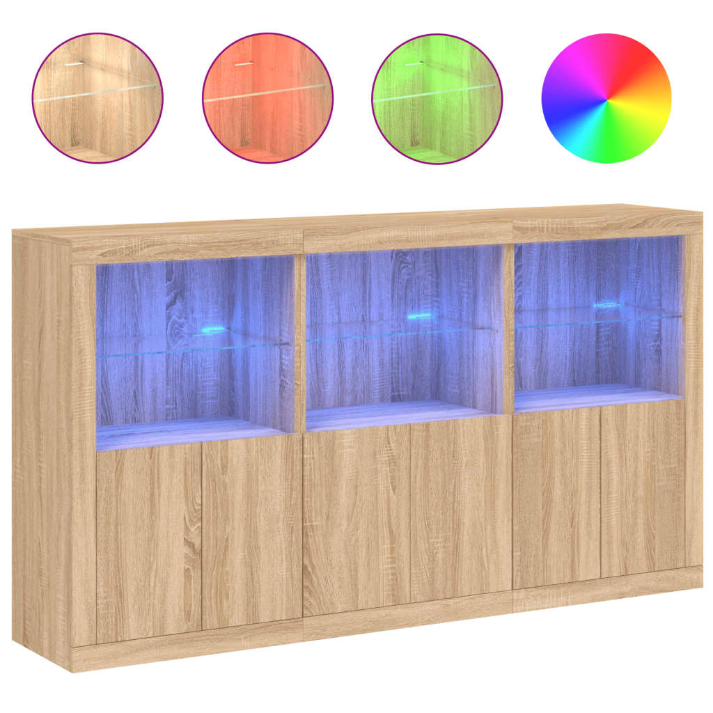 Dressoir met LED-verlichting 181,5x37x100 cm sonoma eikenkleur is nu te koop bij PeponiXL, paradijselijk wonen!